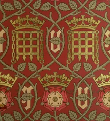 Rose Tudor, papier peint de reproduction conçu par S. Scott et produit par Cole & Sons, d
